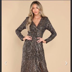 My biggest wish black and gold sequin maxi dress in  Small. New- tags attached